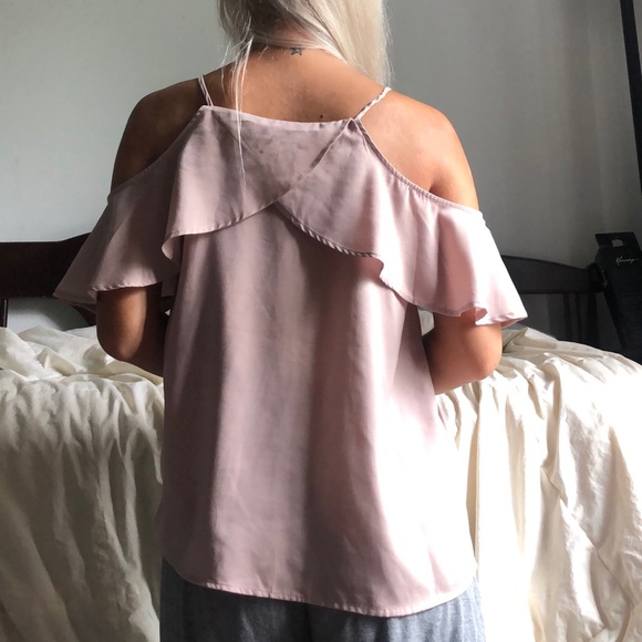 SOLD Silky Flowy champagne top - Picture 2 of 4